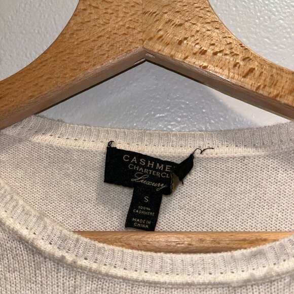 Charter Club Womens Luxury Cashmere Sweater Small Off-White Long Sleeve - Picture 4 of 6